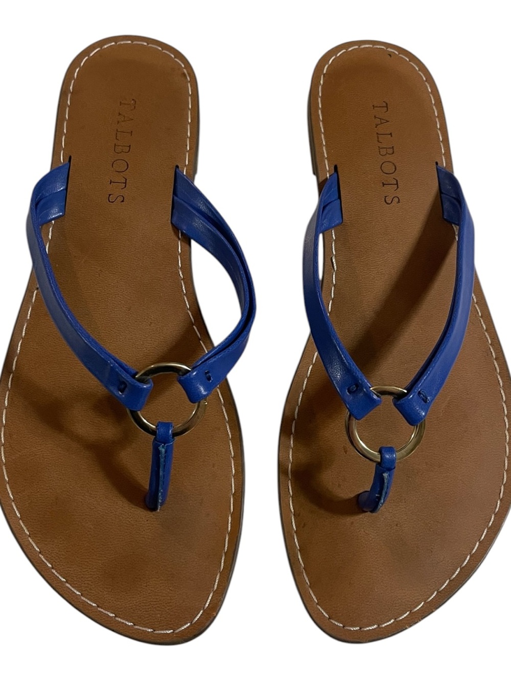 TALBOTS CABOLT BLUE O-RING SANDALS SZ 7 MED EUC
